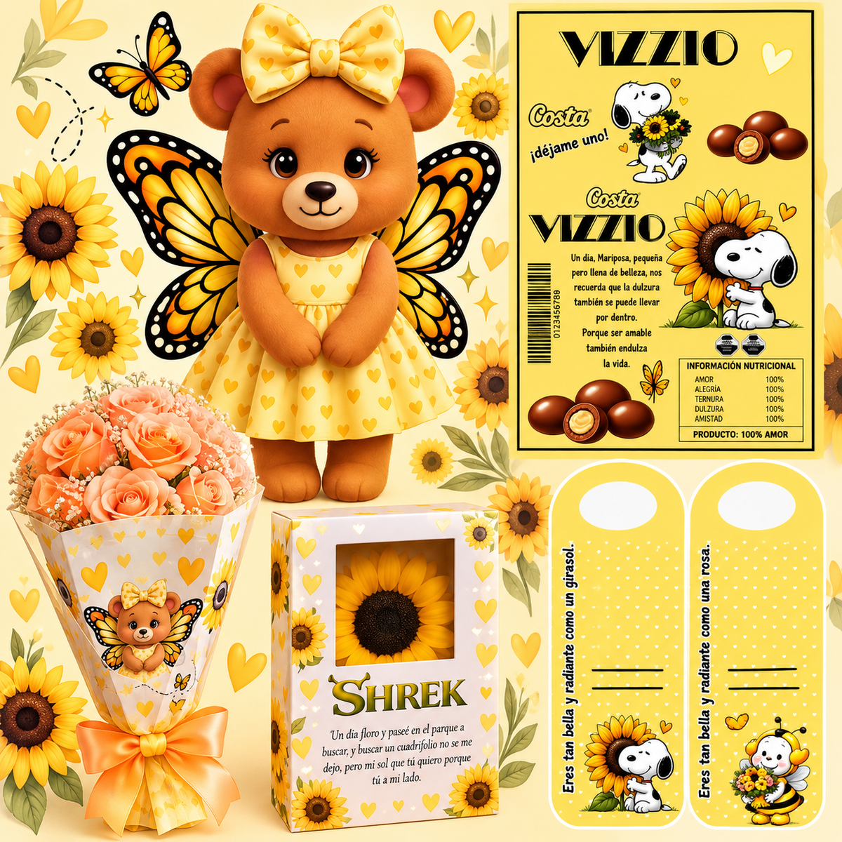 Plantilla editable en Canva especial Flores Amarillas